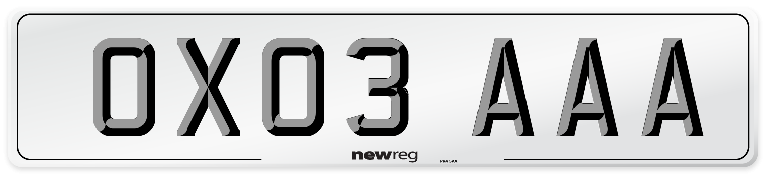 OX03 AAA Number Plate from New Reg